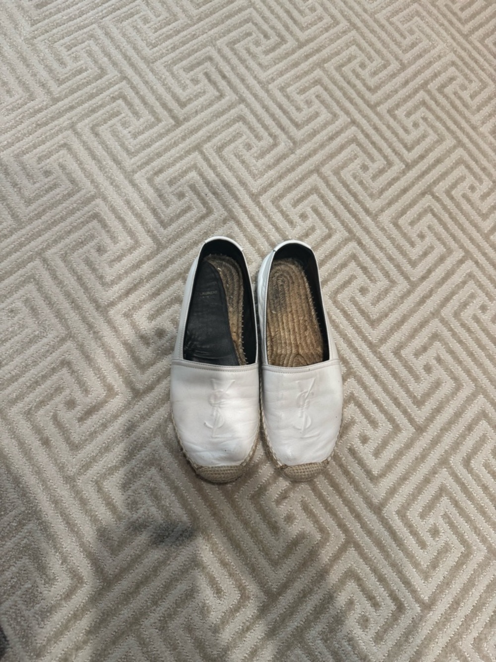 Yves Saint Laurent White Leather Espadrille Slip-Ons